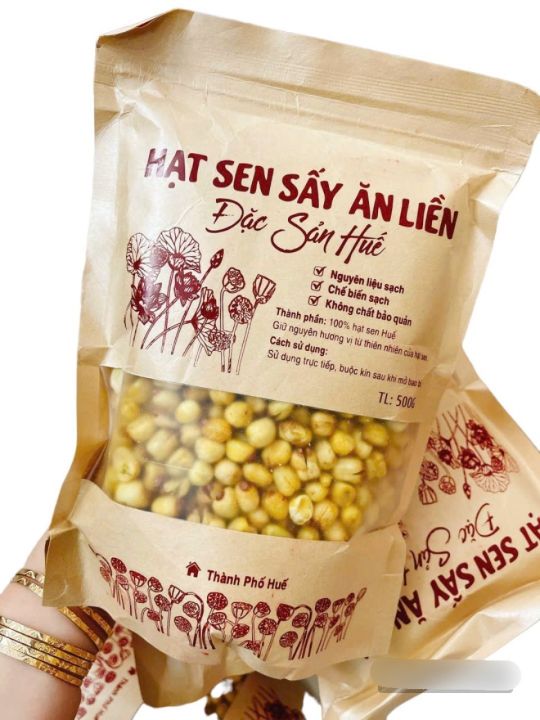 Hạt sen sấy giòn loại 1, đặc sản Huế siêu HOT, bịch 500g ăn liền có vị ...