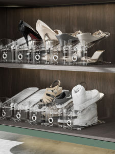 Adjustable Double Layer Shoe Rack Storage Organizer Transparent Shoe Cabinet Shelf Divider Household Organization Tool