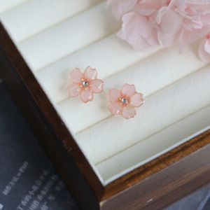 Hanamizuki Wooden Handmade Cherry Blossom Ear Studs Flower Making Liquid Ear Rings Ear Studs Ear Clip Gift Handmade Customized Fairy Temperamental
