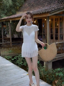 FASHLOVER Fairy Style Swimsuit Women Summer One-piece Swimsuit Fashionable Swimsuit Hot Spring Lace