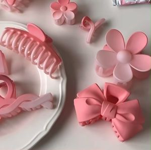 Phụ kiện kẹp tóc xinh Doudou Cặp tóc lớn Kẹp càng cua màu hồng loang hot trend phong cách Hàn Quốc thời trang ZJ041