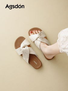 Agsdon | White Womens Flat Sandals Summer Beachwear