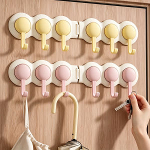 Adhesive Wall Corner Hook Rack / ABS Rotating Corner Hooks / 6 Hooks Wall Mounted Storage Hook / for Bathroom Kitchen