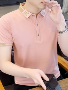 ROMON | Lormen Mens Short Sleeve Polo Shirt Summer Thin Business Casual Versatile Half Sleeve Top Ice Silk T-Shirt Fashion Urban Style