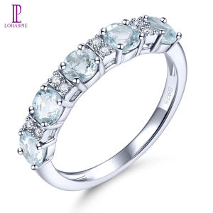 Lohaspie Jewelry Genuine 1.2 Carats Ring Silver 925 Original Sale Natural Aquamarine Rhodolite Garnet Ring Gemstone Ring For Women 925 Silver Ring With Stone 925 Silver Jewelry