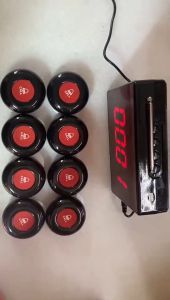 Wireless Restaurant/Hospital Service Calling System Wireless Receive Device Paging System with 5/10 Table Buttons and 1 Screen Display Receiver Service Transmitter for Restaurant Hospital (Up to 99 buttons can be added)