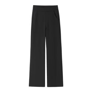 Quần nữ ống loe MiiOW cạp cao có ống rộng dáng ôm màu đen