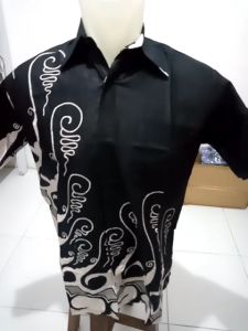 TBF-Kemeja Batik Pria Seragam Lengan Pendek Motif Hitam Manis Seno Besar