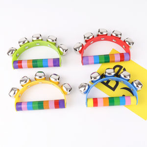 Colorful Cartoon Baby Rattle Toy Wooden Activity Bell 5 Jingle Stick Shakers for Kids Ideal Gifts for Childrens Prams Cribs