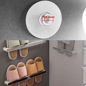 No-Drill Holeless Adhesive Towel Rack Wall-Mounted Sticky Hook Shoe Stand Back Paste Bathroom Organizer Chinese Style Pure Color