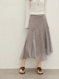 HOPESHOW | Vintage Plaid Irregularly Patchworked A-line Long Skirt