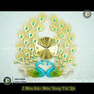 Đồng Hồ Treo Tường Con Chim Công Tài Lộc Chính Hãng D1 Home Kim Trôi Trang Trí Tường Decor - 60V