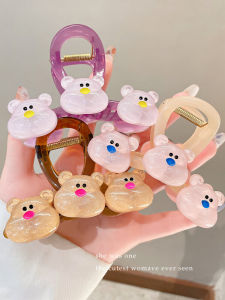 สีสันสดใส สไตล์วินเทจ คลิปหนีบผมรูปหมี ทรงยาว สำหรับผู้หญิง ทรงเรขาคณิต หางมุก คลิปหนีบผมด้านหลังศีรษะ เครื่องประดับผม ฤดูร้อน 2025