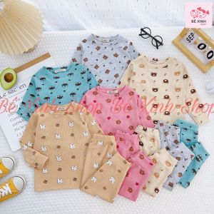 [H.O.T] Bộ Quần Áo Dài Tay Cho Trẻ Em Trai Gái 8-18kg Bé Xinh Shop Đồ Bộ Tay Dài Thun Gân Thu Đông Cho Bé Trai Gái BỘ GÂN Bé_Xinh_Shop