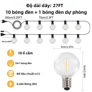 Dây Đèn Vòng Hoa Ngoài Trời Bóng Đèn Quả Cầu Đèn Cổ Tích 8M/24M/30M/36M Cho Ngày Lễ Đám Cưới Sân Vườn Giáng Sinh Đèn Trang Trí IP44 Chống Nước