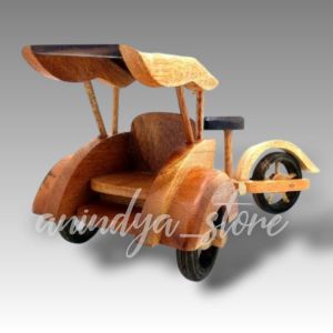 handycraft miniatur becak kayu uk M souvenir cindramata