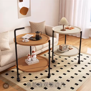 Ⓜ️ZEROIDEASⓂ️ Carbon Steel PP Tray Rotating Cart Trolley Movable Coffee Table Bedside Table Sofa Side Table Cart Trolley Movable Tea Table Movable Trolley Snack Storage Rack Organizer Cart Trolley Outdoor Side Table Outdoor End Table Balcony Side Table