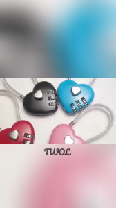 TWOL stock no. 012 1pcs Heart Shaped Padlock 3 Dial Digit Password Lock Travel Luggage Password Padlock Mood Love Lock