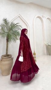 Saluna Dress Ceruty Terlaris Kekinian Viral Baju Gamis Wanita Busui Friendly Gamis Brukat Kondangan