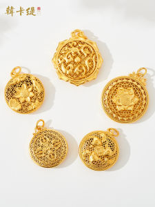 สร้อยคอโลหะผสมรูปลายดอกบัว ลูกปัดติดหน้าอกรูปผีเสื้อ ลูกปัดติดกระเป๋า หัวเข็มขัด DIY วิธีการโบราณ ทองคำสีทราย