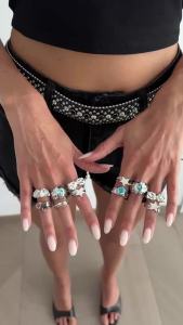 Ingemark 11Pcs Chic Pentagram Star Rhinestone Open Rings Set for Women Vintage Irregular Stackable Adjustable Ring Party Jewelry