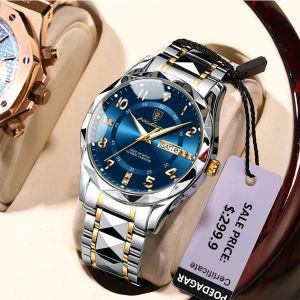 POEDAGAR Business Mens Quartz Wristwatch Waterproof Luminous Date Week Man Clock Stainless Steel Fashion Watches For Men Reloj