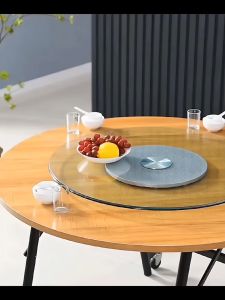 Diameter 50-140CM Lazy Susan Tempered Glass Rotating Top Table Turn Top Dining Table Top Meja Makan Kaca Pusing Restaurant hotel dining table kitchen 玻璃转盘