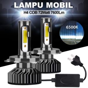 2 PCS Lampu Mobil Headlight H4 Cahaya Putih Dan Kuning Super Terang 72W 12V-24V 7600LM 6500K