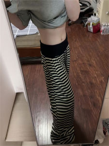Tall Womens Casual Sport Pants Autumn Winter New Loose Slim Straight Leg Floor-Length Striped Wide Leg Pants