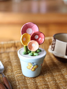 ช้อนสวยงามไม่ต้องรดน้ำชุดช้อนเซรามิกวัดปริมาณช้อนตักกาแฟช้อนไอศครีมของตกแต่งขนาดเล็ก