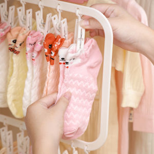 ตู้เสื้อผ้าแบบมีกาวหลายชิ้นสำหรับใช้ในบ้าน ช่วยตากถุงเท้าเด็ก รูปทรงตัวอักษร ชั้นวางของสำหรับเด็ก เครื่องมือสำหรับใช้ในบ้าน