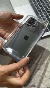 เคสสำหรับไอโฟน SPACE iPhone 15/15Pro/15Promax/15Plus หลังใสปุ่มสีเงิน สำหรับ iPhone 14/14Pro/14Plus/14ProMax/13/13Pro/13Mini/13ProMax และ 13ProMax รวมกันกระแทก