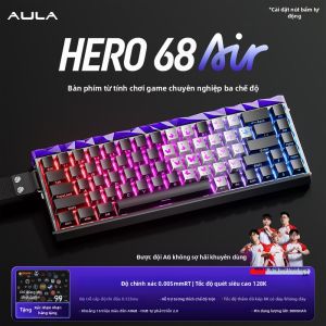 AULA | Bàn phím không dây ba chế độ trục từ HERO68Air bàn phím cơ hiệu năng cao dành cho game thủ Esports FPS thấp và độ trễ thấp.
