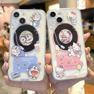 HelloKitty Doraemon Blue Fat Cat Soft Silicone Phone Case for iPhone 15 pro Max Apple 14 plus 13 12 Cute Anti-Fall Full Cover