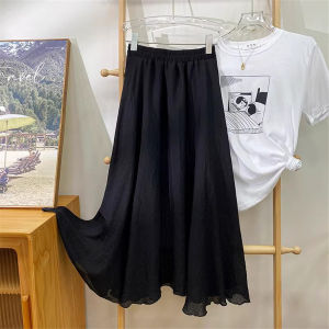 Elegant Shiny Tulle Skirt Asymmetrical Half-length Womens Summer 2024 New Fairy A-line Long Skirt High Waist Korean Style