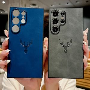 Luxury Deer Cortex Phone Case For Samsung Note 20 S21 S22 S23 S24 Ultra Plus FE Shockproof Bumper Cases Cover