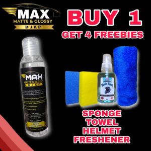 Max Matte & Glossy 100ml with free 2pcs foam1pc microfiber cloth and 1pc Helmet freshener 60ml from Armor