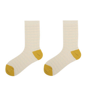 Color Block Mid-Calf Socks Thin No-Show Design for Women Girl Green Color 3 Pairs Pack Cushioning Sweat Absorbent Cotton