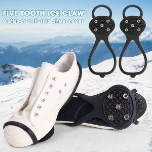 1pair 5/10 Teeth Fishing Ice And Snow Shoes Pointed Grip Anti-Skid Shoes Winter Camping Climbing Shoes Climbing Accessories