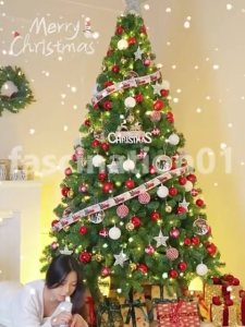 [ราคาส่ง พร้อมส่ง]ต้นคริสต์มาส ฟูหนาแน่นที่สุดหหราพร้อมไฟฐานมั่นคงมากแถมของตกแต่ง ต้นไม้ปลอม 120-270CM christmas tree