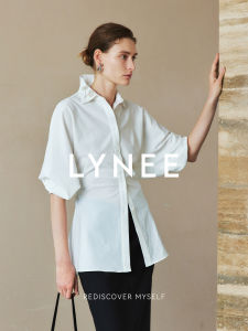 Career-focused Cinched Waist Beaded Collar Design Shirt Long Sleeve