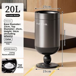 ASCOR | Retro Covered Moveable Household Trash Can