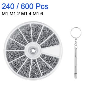 240/600 Pcs EyeGlasses Sunglass Repairing Tool Screws Nuts M1 M1.2 M1.4 M1.6 For Watches Glasswear Phone Tornillos