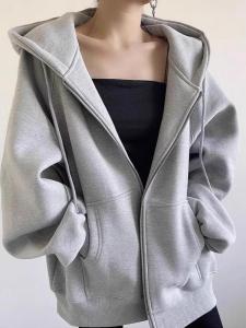 SHUQINGLAI | Fleece New Casual Loose Lazy Hooded Zipper Jacket