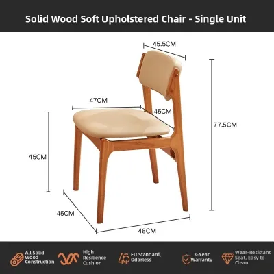 ASHU | Simple Relaxing Real Wood Soft-padded Dining Chair