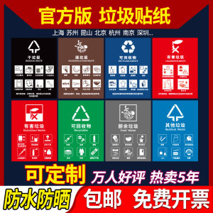 Waste Sorting Trash Can Labels Dry Wet Recyclable Other Shanghai Beijing Suzhou Kunshan Poster PVC Material Outdoor Printing