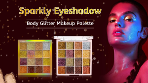 16 Colors Glitter Eyeshadow Palette Metallic Sparkle High Pigment Long Lasting With Brush Festival Stage Eye Makeup Cosmetics