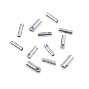 JHNBY Crimp End Stainless Steel Caps Leather Cords End Tip Beads Caps Clasps 50pcs DIY Jewelry Making Cord Accessories Finding