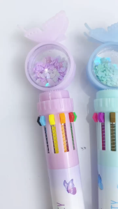 Pulpen Gliter Motif Kupu-Kupu 10 Warna Aesthetic Pena Ballpoint Karakter Lucu