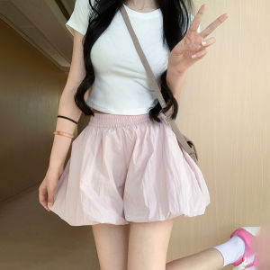 MiiOW | Cat Woman Ice Silk Short Pants High Waist Summer Thin Flower Bud Pants A-Line Puffy Skirt Lantern Pants Womens Fashion